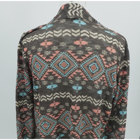 Aztec Print Cardigan Open Front Southwestern Boho Layering Festival Womens Small - Picture 5 of 9